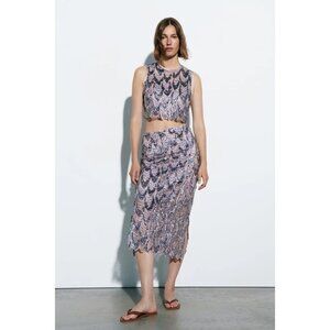 NWT Zara purple sequin and embroidered midi skirt, XS